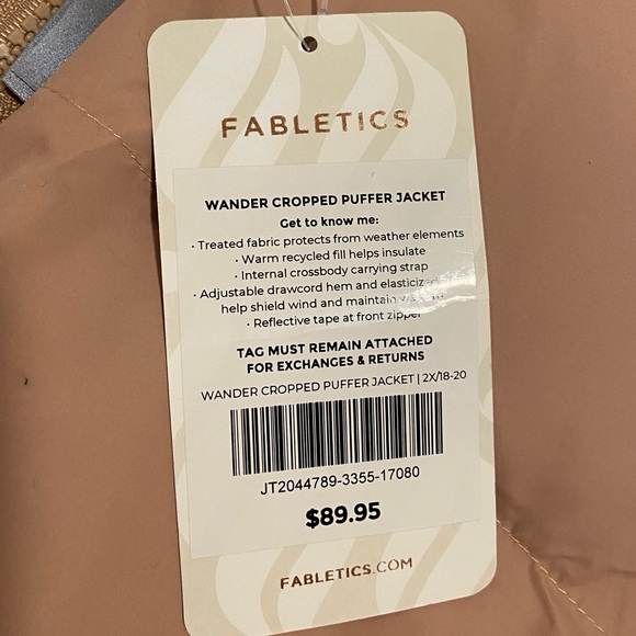 Fabletics Wander Cropped Puffer Jacket In Desert - Picture 7 of 8